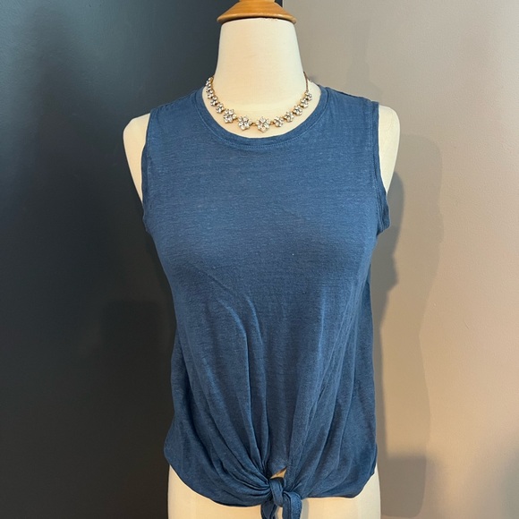 Banana Republic Tops - Banana Republic 100% Linen Tie-Front Tank Top Blue Size XS